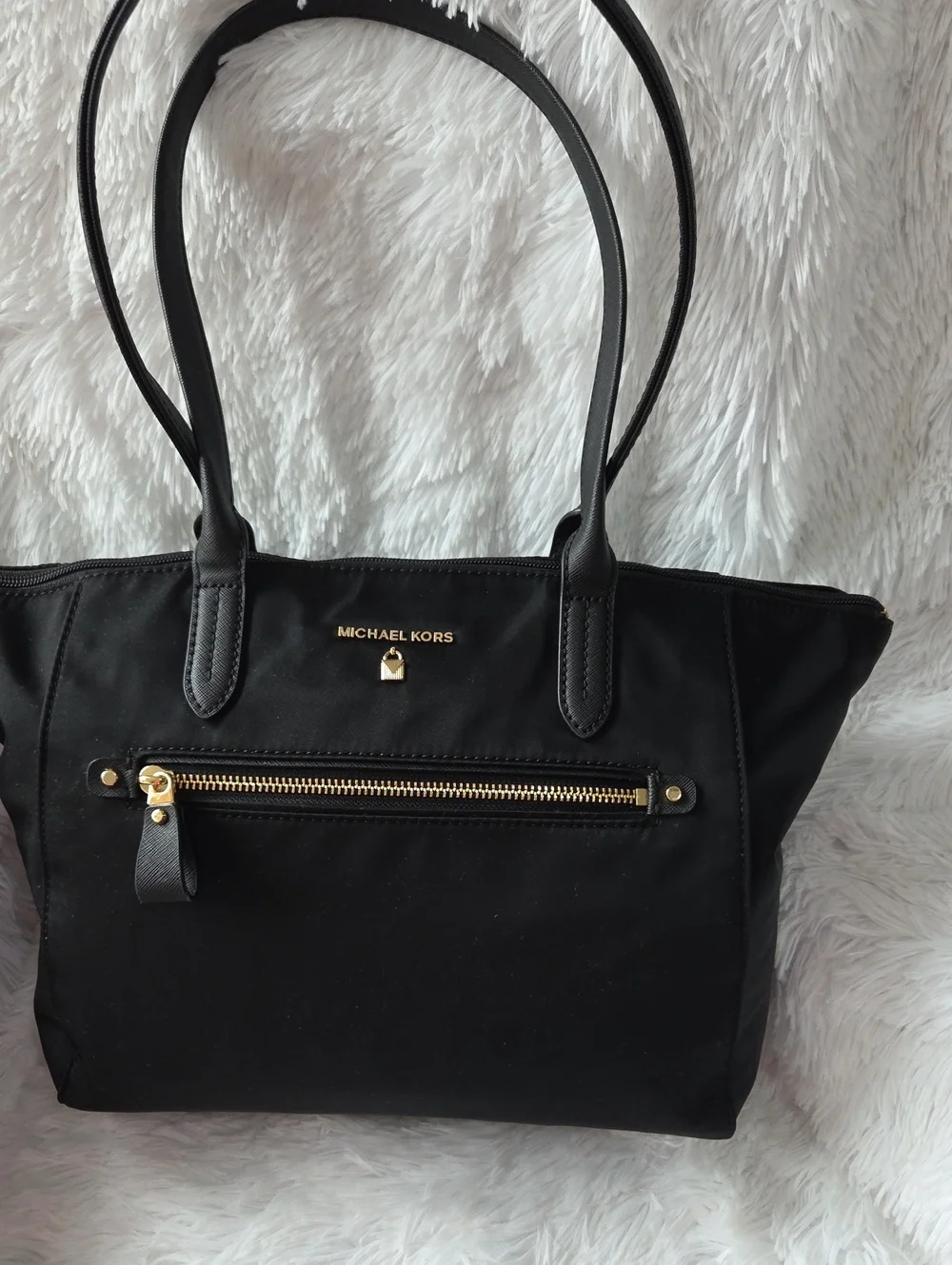 Michael Kors Black Tote Bag with Gold Hardware